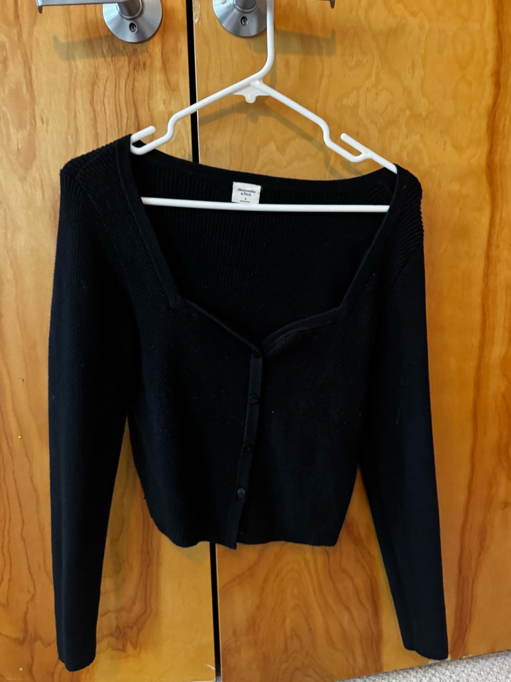 Black Women's Button-Front sweetheart-Neck Sweater